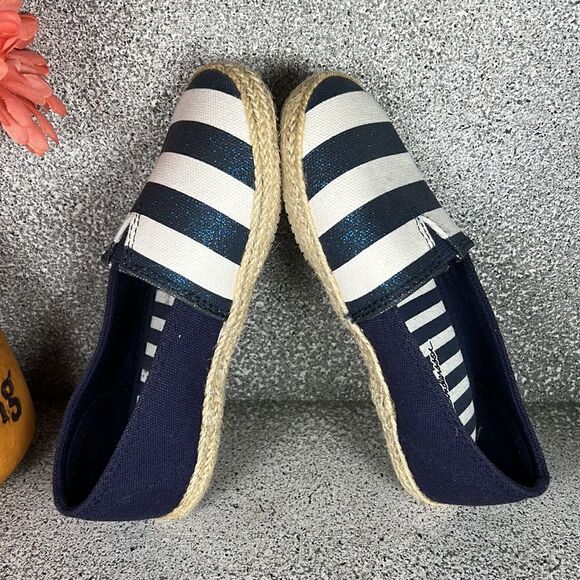 Hanna Andersson Paulina Espadrille Slip-on Shoe Navy & White - Picture 5 of 7